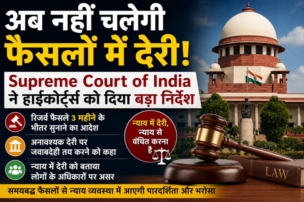 अब नहीं चलेगी फैसलों में देरी Supreme Court of India ने हाईकोर्ट्स को दिया बड़ा निर्देश