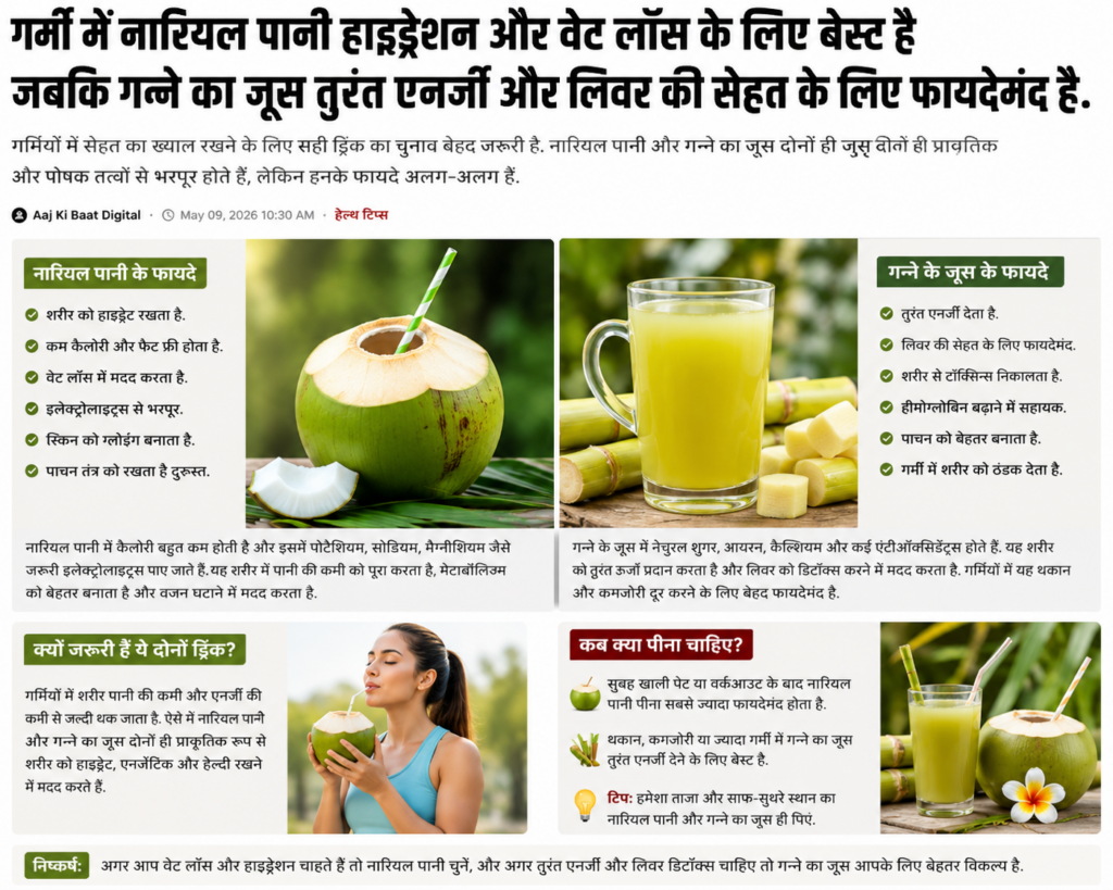 नारियल पानी या गन्ने का जूस