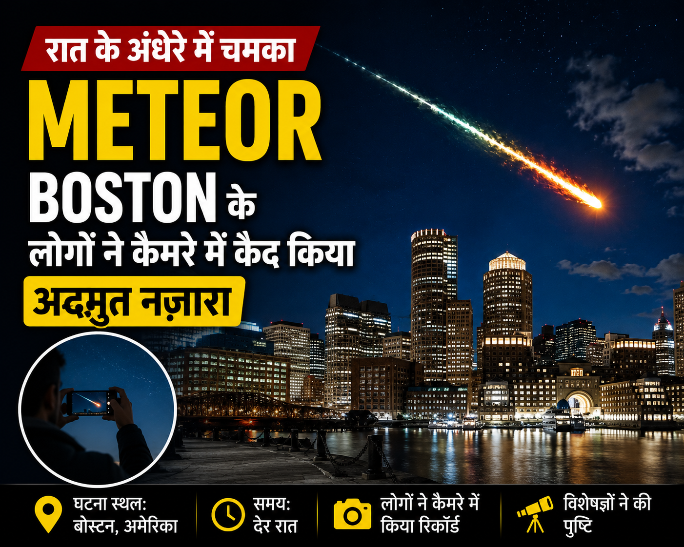 रात के अंधेरे में चमका Meteor, Boston के लोगों ने कैमरे में कैद किया अद्भुत नजारा