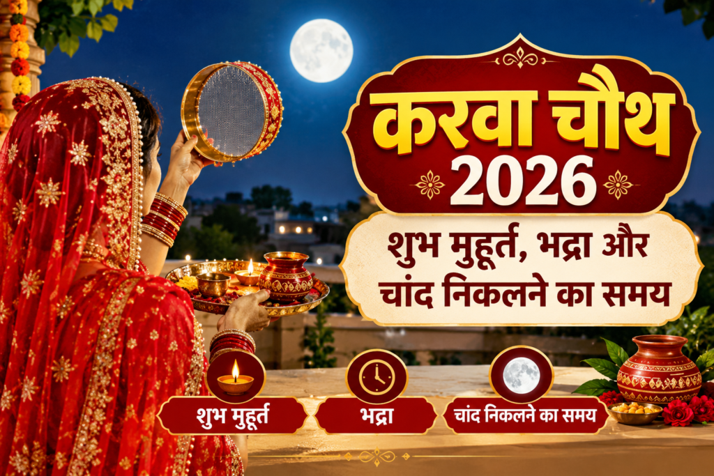 करवा चौथ 2026: शुभ मुहूर्त, भद्रा और चांद निकलने का समय