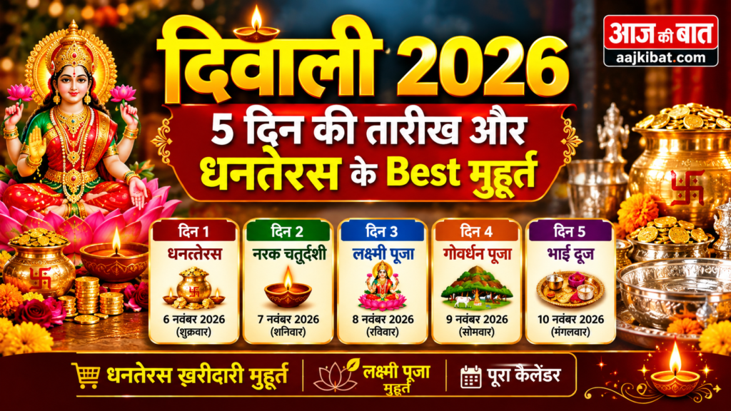दिवाली 2026 | 5 दिन की तारीख और धनतेरस के Best मुहूर्त