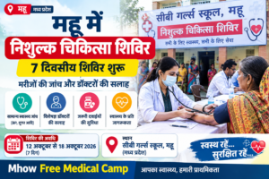 महू में निशुल्क चिकित्सा शिविर शुरू, 18 अक्टूबर तक मरीजों को मिलेगा लाभ