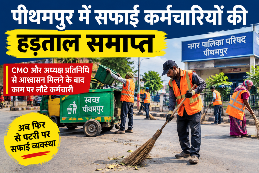 पीथमपुर में सफाई कर्मचारियों की 5 दिन की हड़ताल खत्म, आश्वासन मिलने के बाद काम पर लौटे कर्मचारी